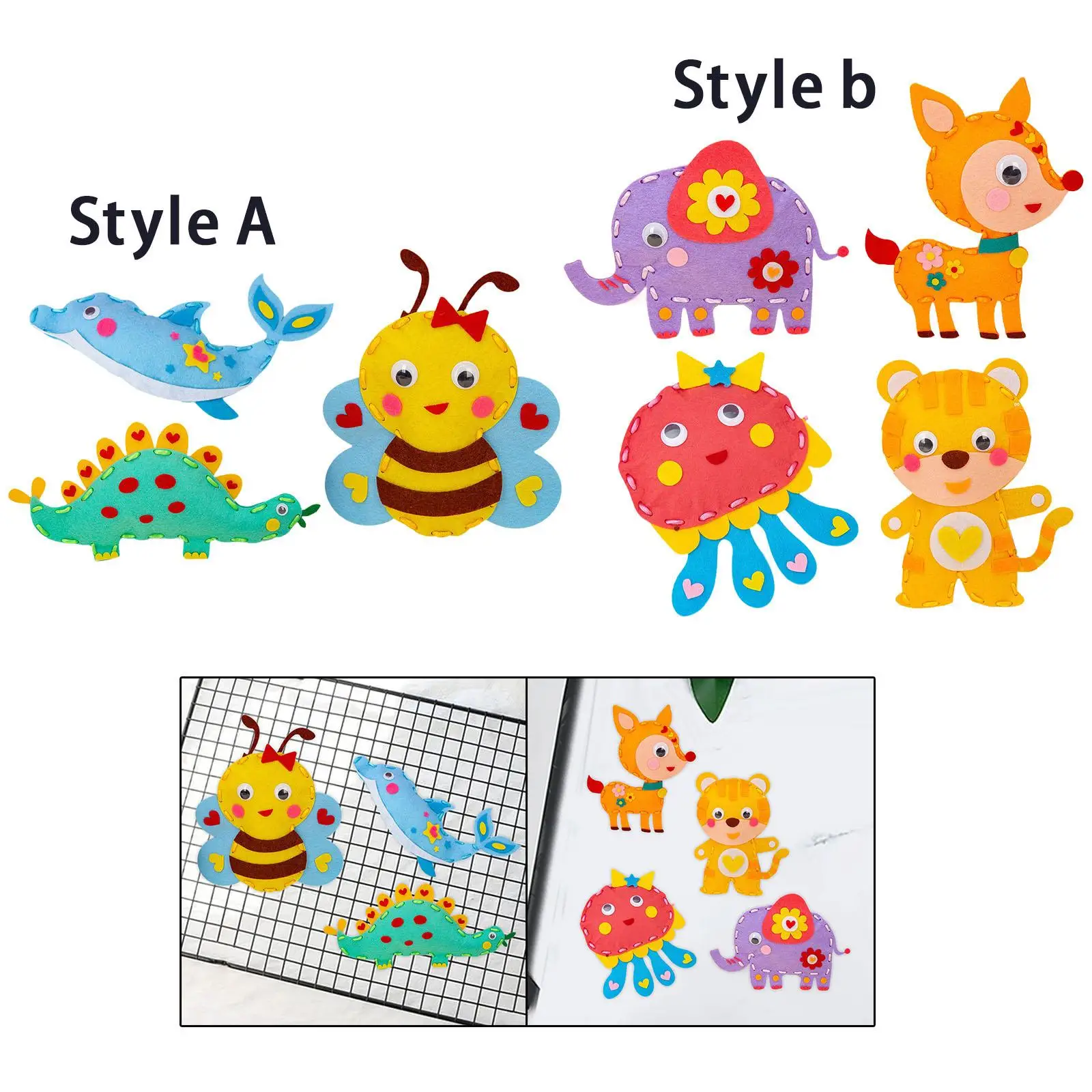 4Pcs DIY Sewing Kit Lovely Animal Doll Material for Classroom Girls Gifts