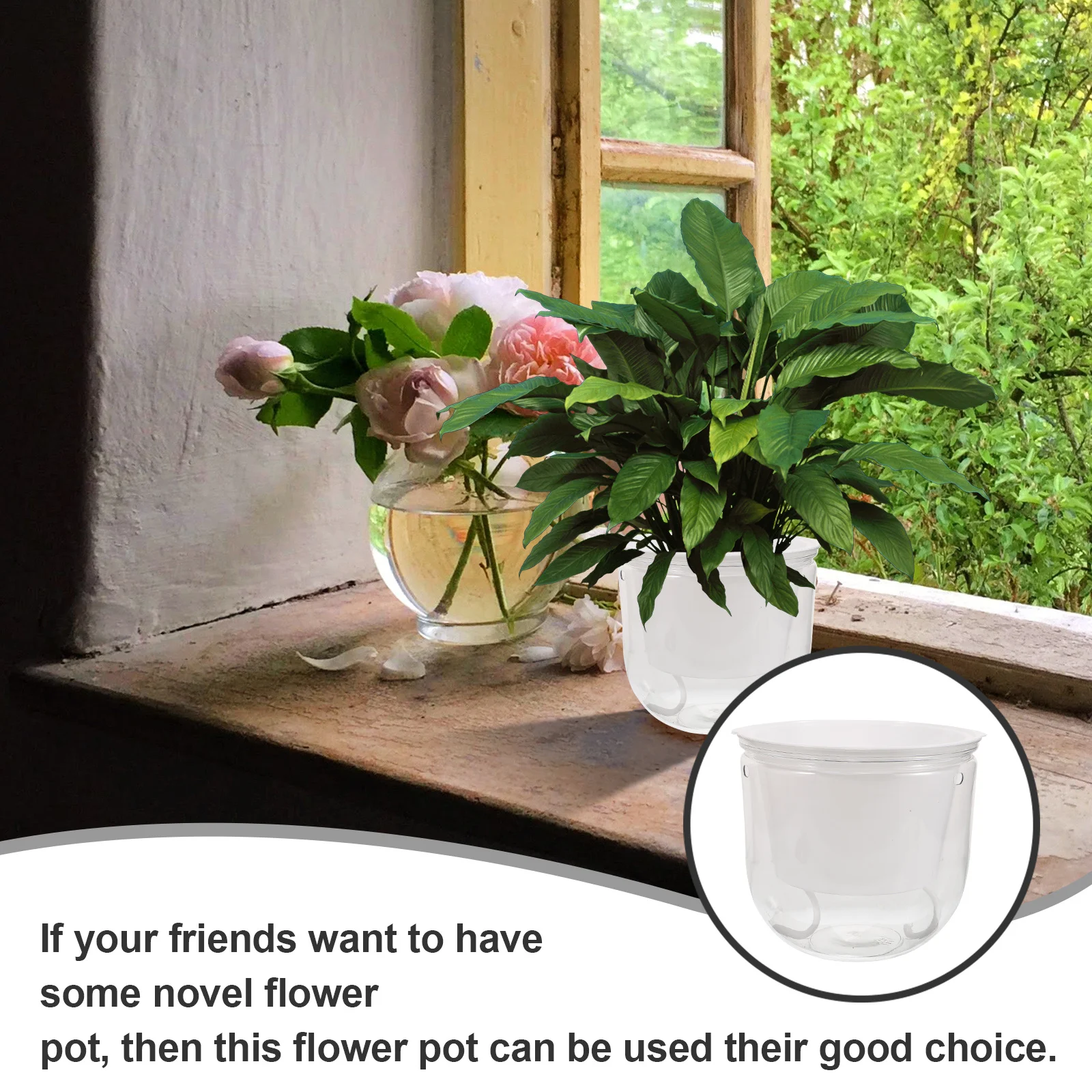 

Hanging Resin Flower Pot Self Watering Indoor Outdoor Planter Durable Decor Balcony Garden Yard Self Watering Flower Pot
