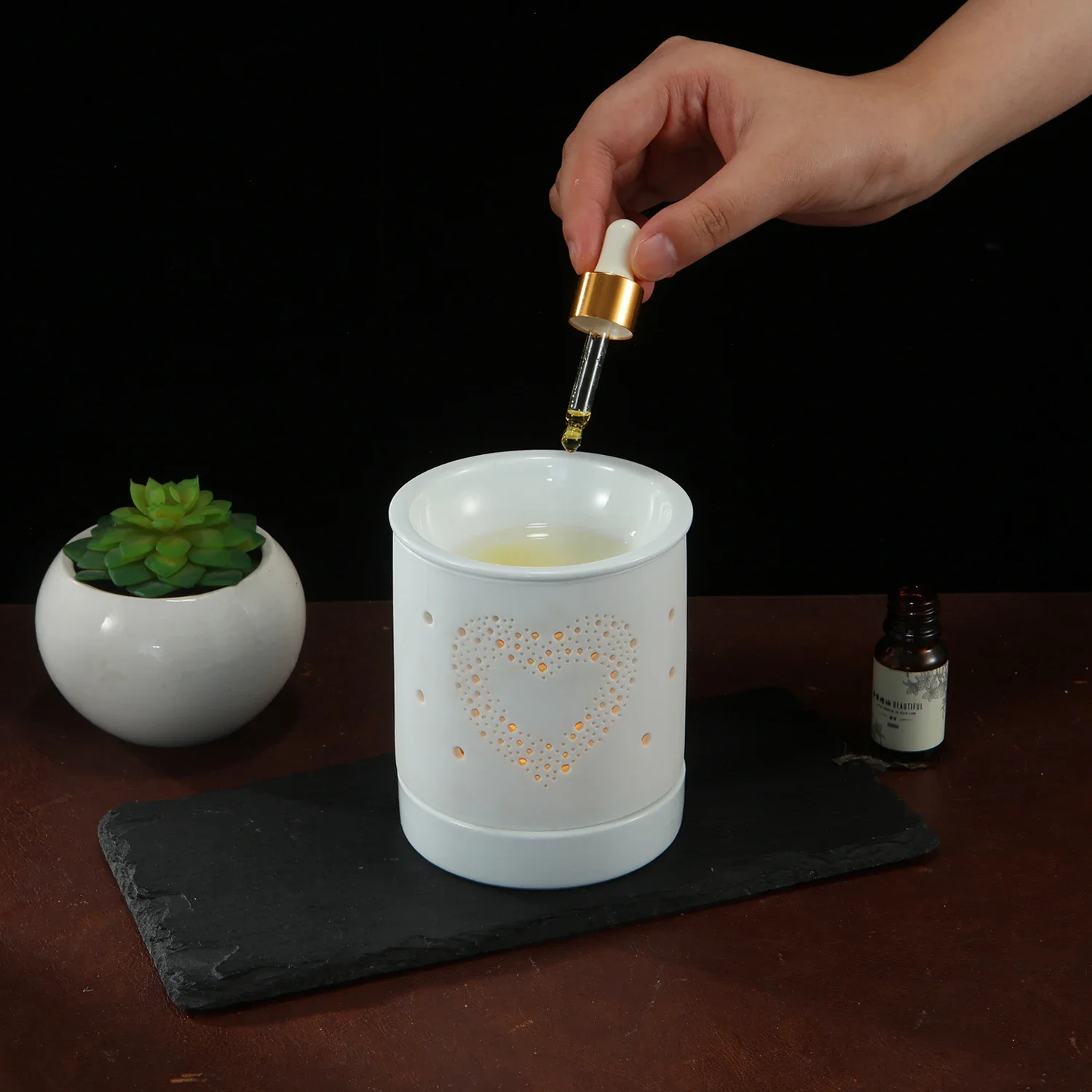 Ceramic Essential Oil Burner Tealight Candle Heating Holder Essential Oil Diffuser Incense Burner for Spa Aromatherapy Home Deco