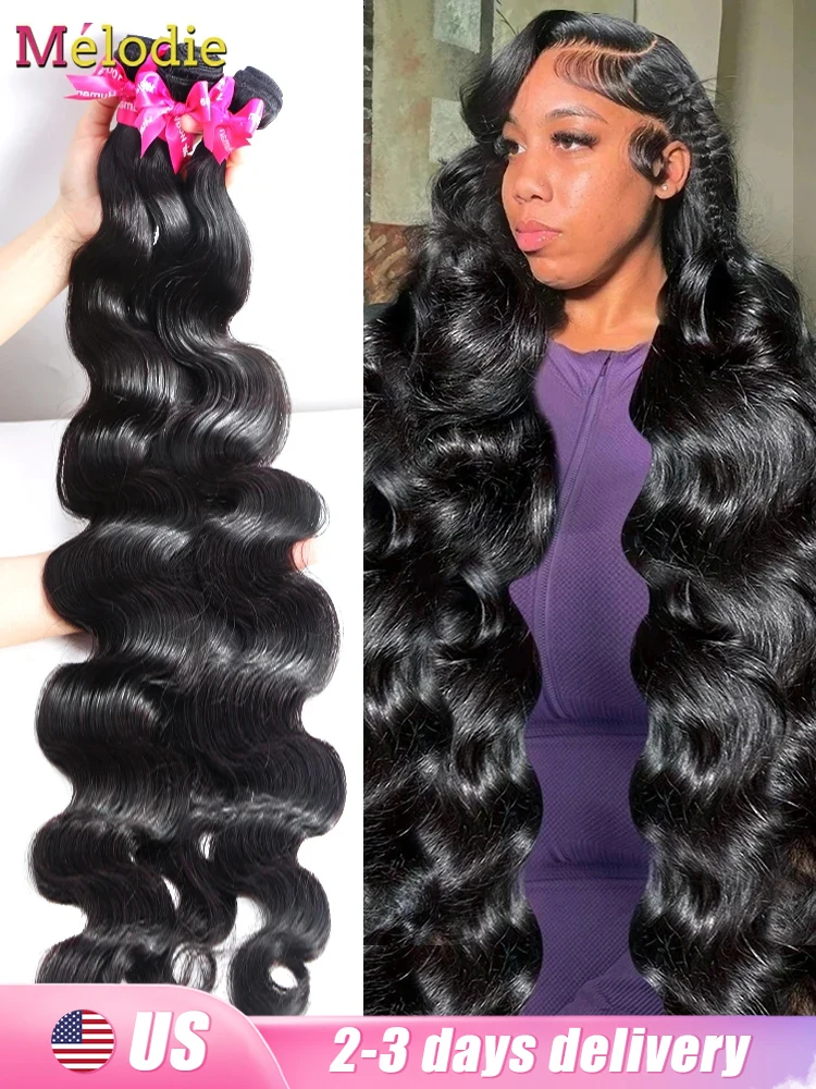 MELODIE-Pacotes ondulados do cabelo humano do weave da água para mulheres, extensões da onda do corpo, cabelo brasileiro, 30 dentro, 32 dentro, 40 dentro, 3 ou 4 pacotes