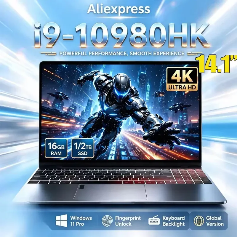 14.1" Portable Gaming Laptop Intel Core I9-10980HK IPS 1920*1080 Windows 11 Laptop Computer 16GB RAM 1TB SSD Notebook PC