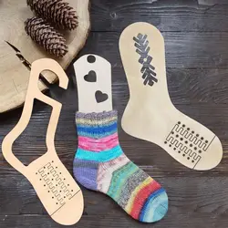 DIY Wooden Sock Blocker Xmas Socks Hand Knitting Mold Sock Forms Blocking Weave Yarn Crafts Accessories Gift For Beginners