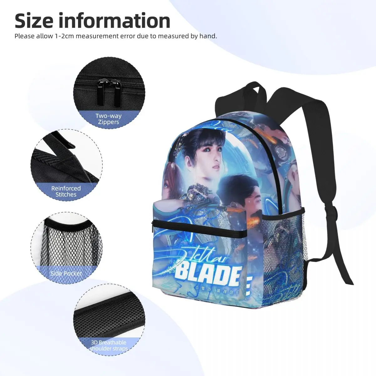 Stellar Blade Games Raven Eve Mochila para estudiantes Mochila escolar Mochila de viaje para senderismo para hombres y mujeres Mochila de moda Bolsos de hombro