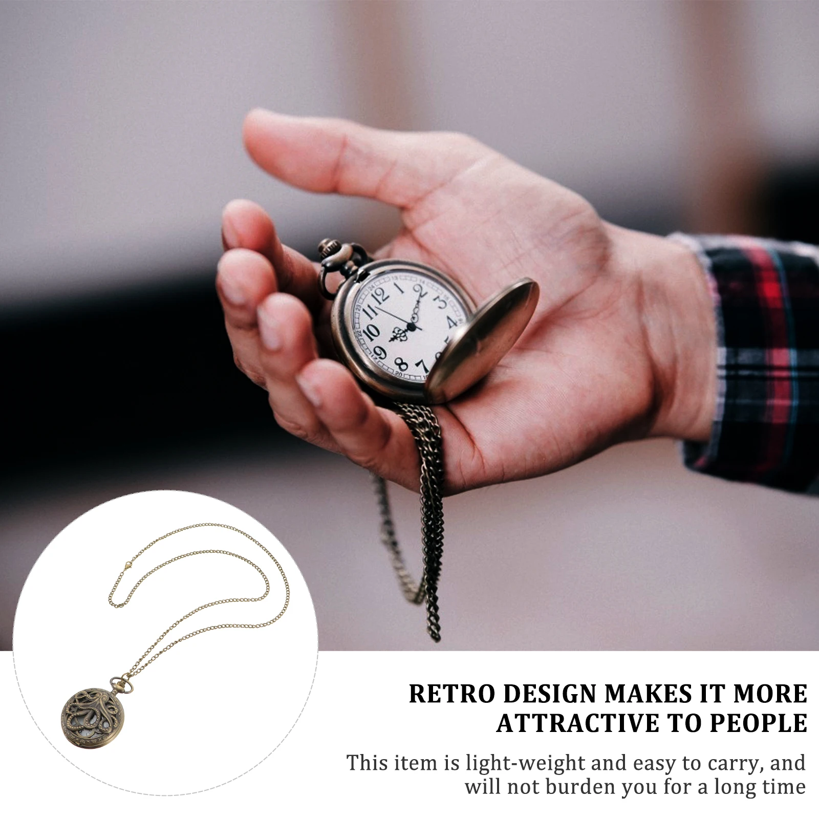 

1pc Vintage Pocket Watch Retro Men Hollow Out Quartz Movement Watch For Unisex Portable Hanging Gift Family Durable