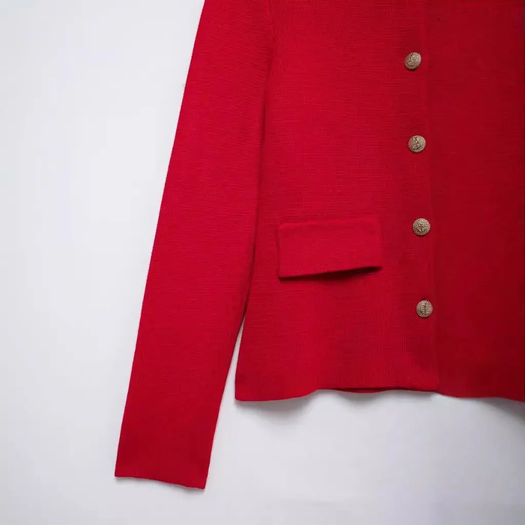 Moda feminina casual lapela curto casaco de malha estilo europeu e americano outono novo outerwear para senhoras