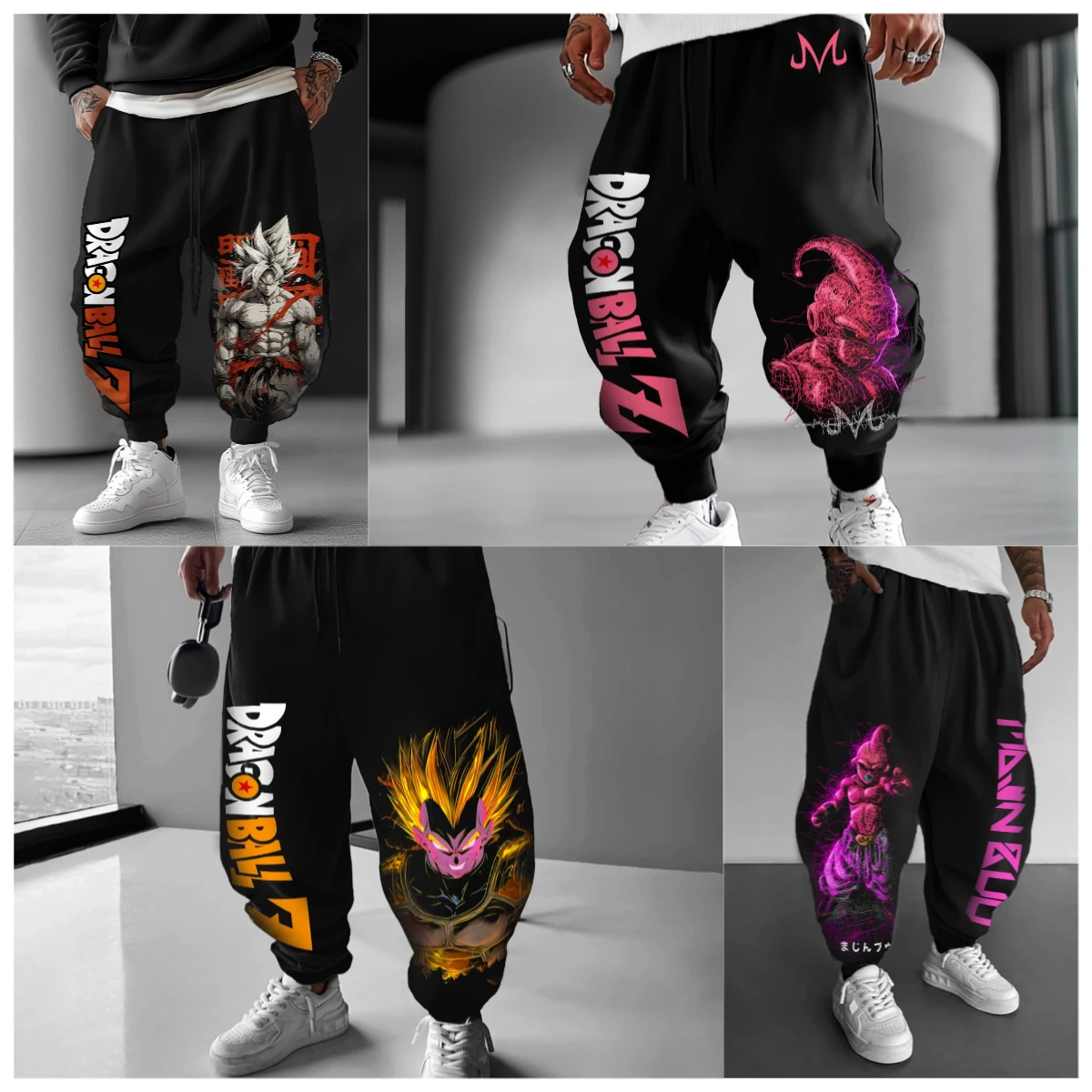 Dragon Ball Colaboração Verão e Outono Vida Diária Masculina Esportes e Pendulares Calças de Algodão Puro Impresso Mais Vendidas 2025