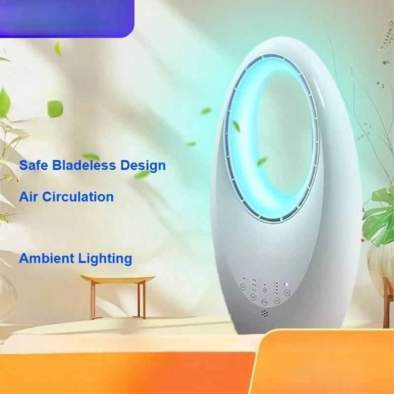 Smart Circulation Fan Bladeless Design with Timer Ambient Night Light for Home Use