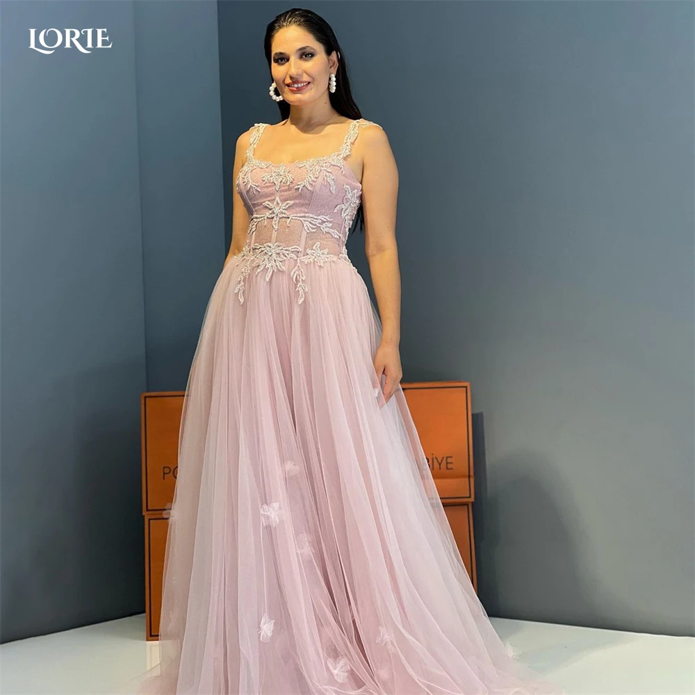 

LORIE Blush Pink Prom Dresses Lace Backless 2022 A-Line Sweetheart Appliques Evening Dress Princess Gowns robe de soirée femme