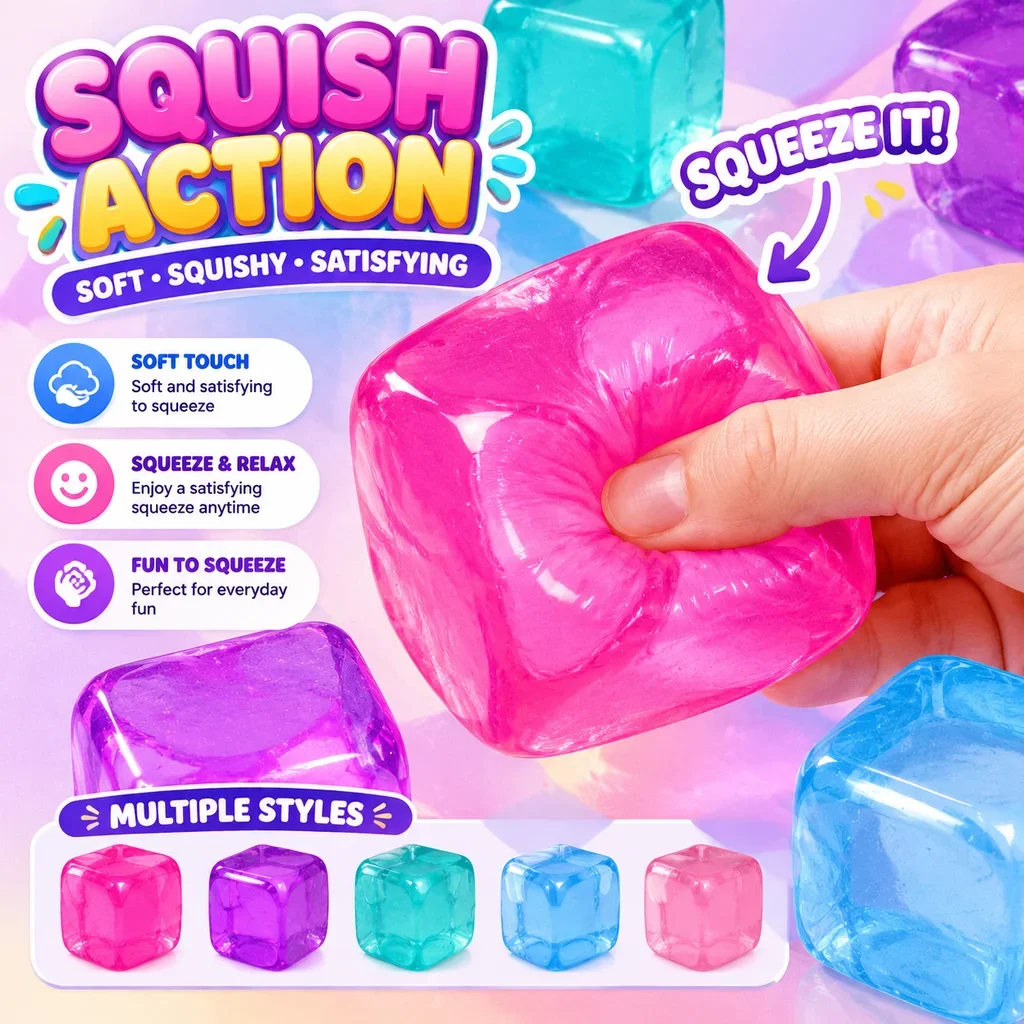 Hot Selling Super Transparent Maltose Ice Cube Squeeze Toy High Appearance Stress Relief Slow Rebound Cross Border Squishy Toy