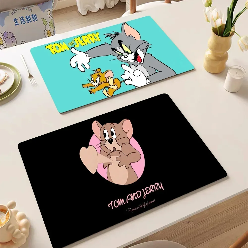 Tom And Jerry Table Drain Pad Tabletop Absorbent Draining Mat Tableware Mats Placemats For Table Decor