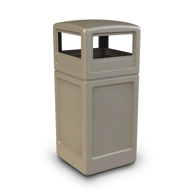 

73290299PolyTec 42 Gallon Square Waste Container with Dome Lid Color: Beige