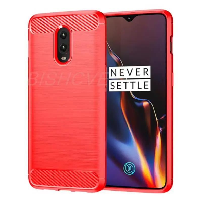Brushed Carbon Fiber Silicone Shockproof Case For OnePlus 1+  6T 6 5 5T 7 Pro Magnetic Stand Protective Cover