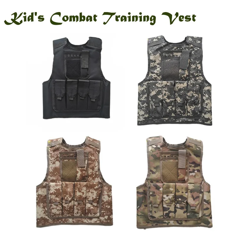 

Combat Training Vest Children Outdoor Airsoft Paintball Shooting Protect Gear Camouflage Tactical Waistcoat Kids CS Vests