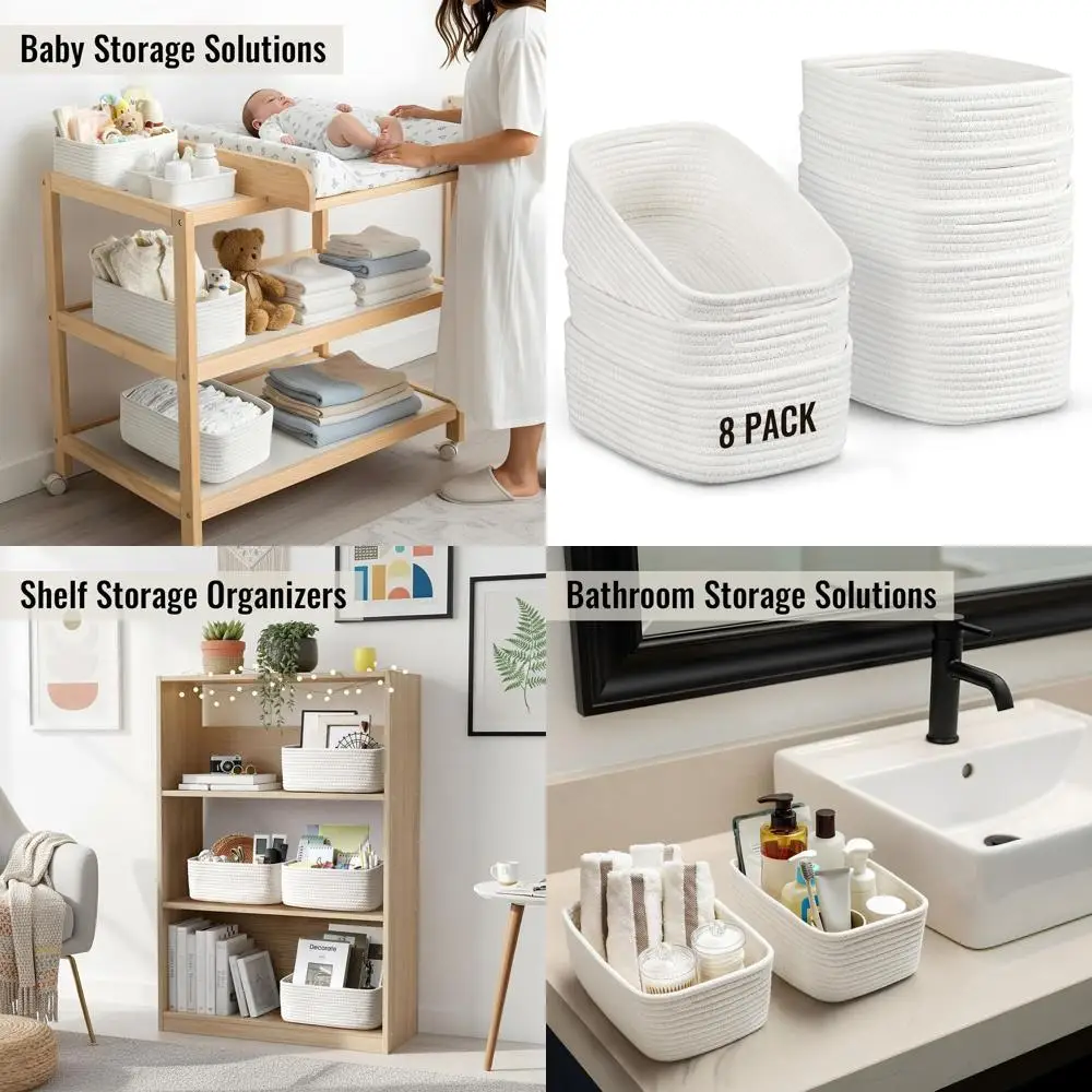 

8. Белые корзины для хранения дома, 11,5x7,5x4,7, идеально подходят для ванной комнаты, шкафа, детской комнаты.