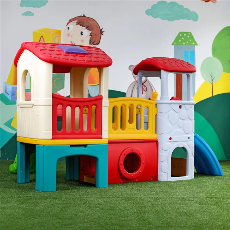 Hot Sale Children Play House Outdoor Small Plastic Slide Playground Set Kids Play House With Slide