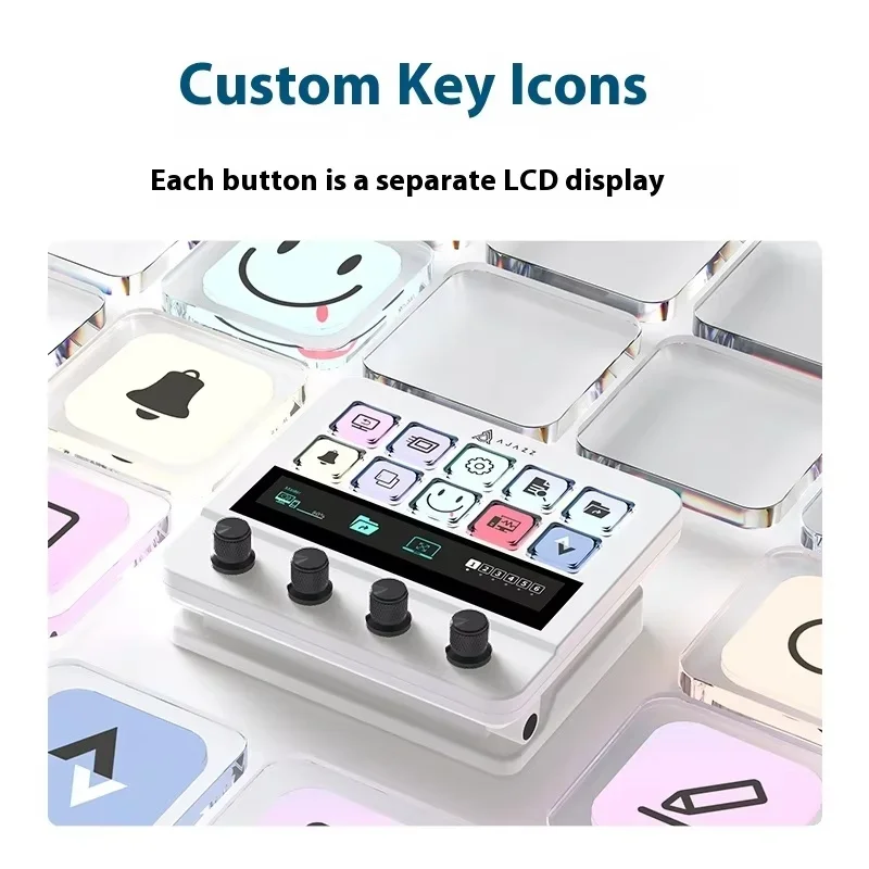 لوحة مفاتيح وسائط صغيرة لوحدة تحكم سطح المكتب Ajazz AKP05 مع شاشة عرض LCD لأجهزة الكمبيوتر المحمول المخصصة لألعاب البرمجة