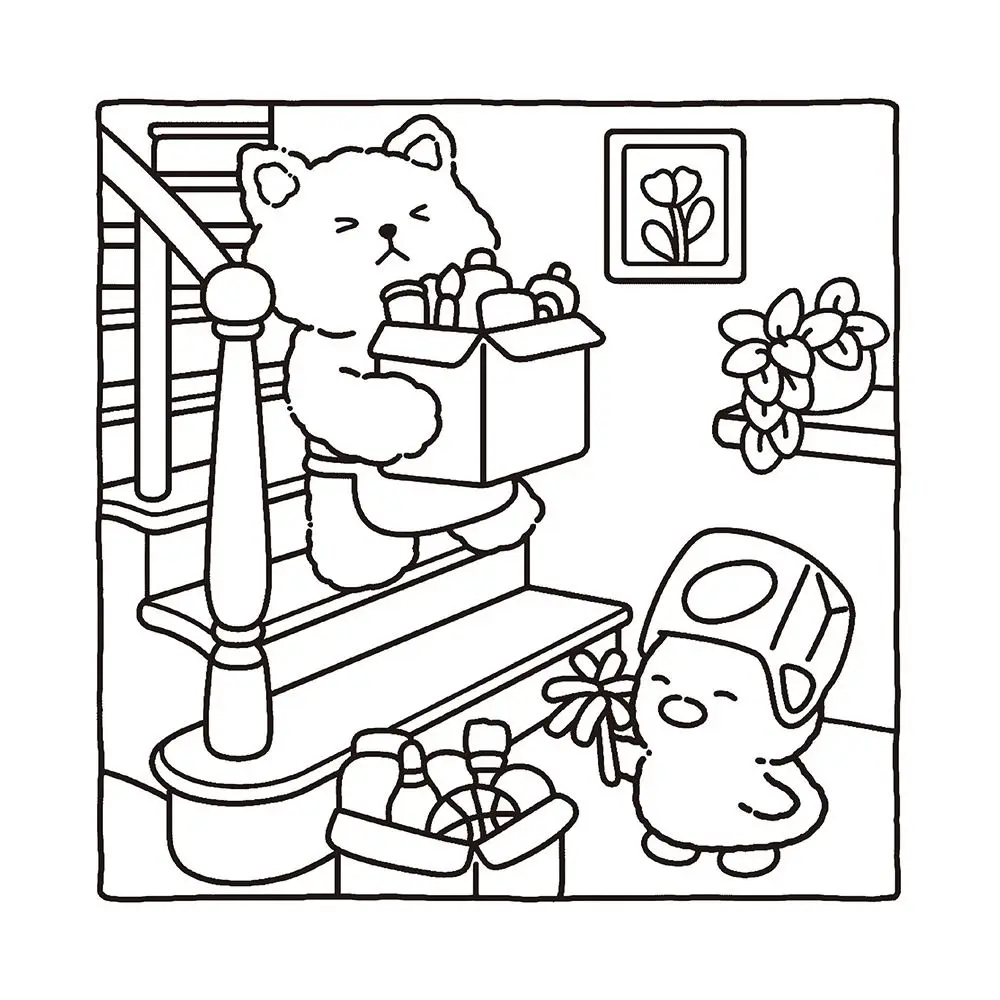 귀여운 만화 색칠 공부 책 스트레스 해소 교육용 페이퍼백 그림 그리기 선물 성인 및 십대용 낙서 책