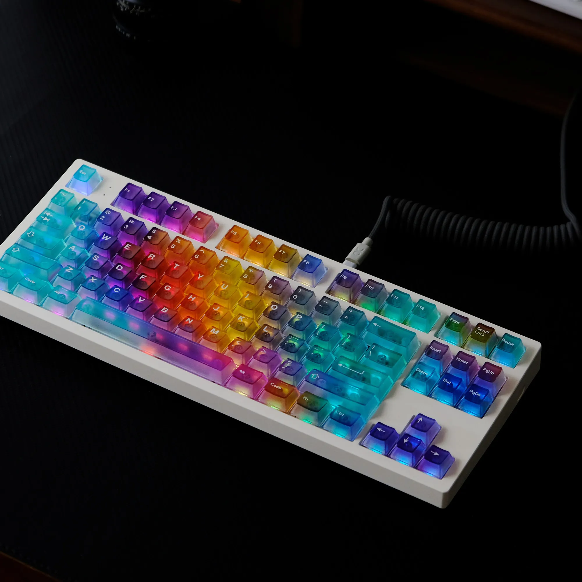 

Cherry profile 122 keycap set Foggy Transparent multi colored ABS Doubleshot mechanical keyboard HE gaming keyboards