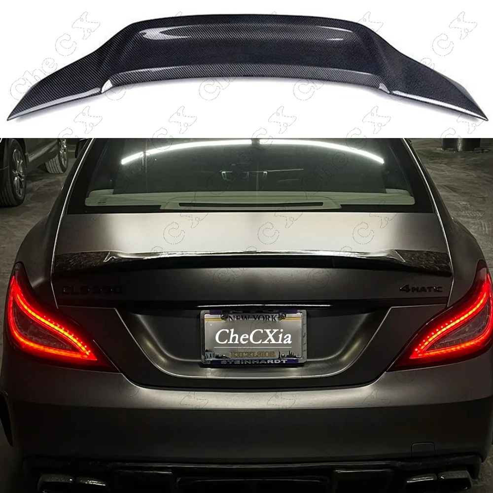 

For Mercedes CLS Class W218 AMG 2011-2016 Spoiler Carbon Fiber Material Gloss Black Rear Trunk Spoiler Wing R Style