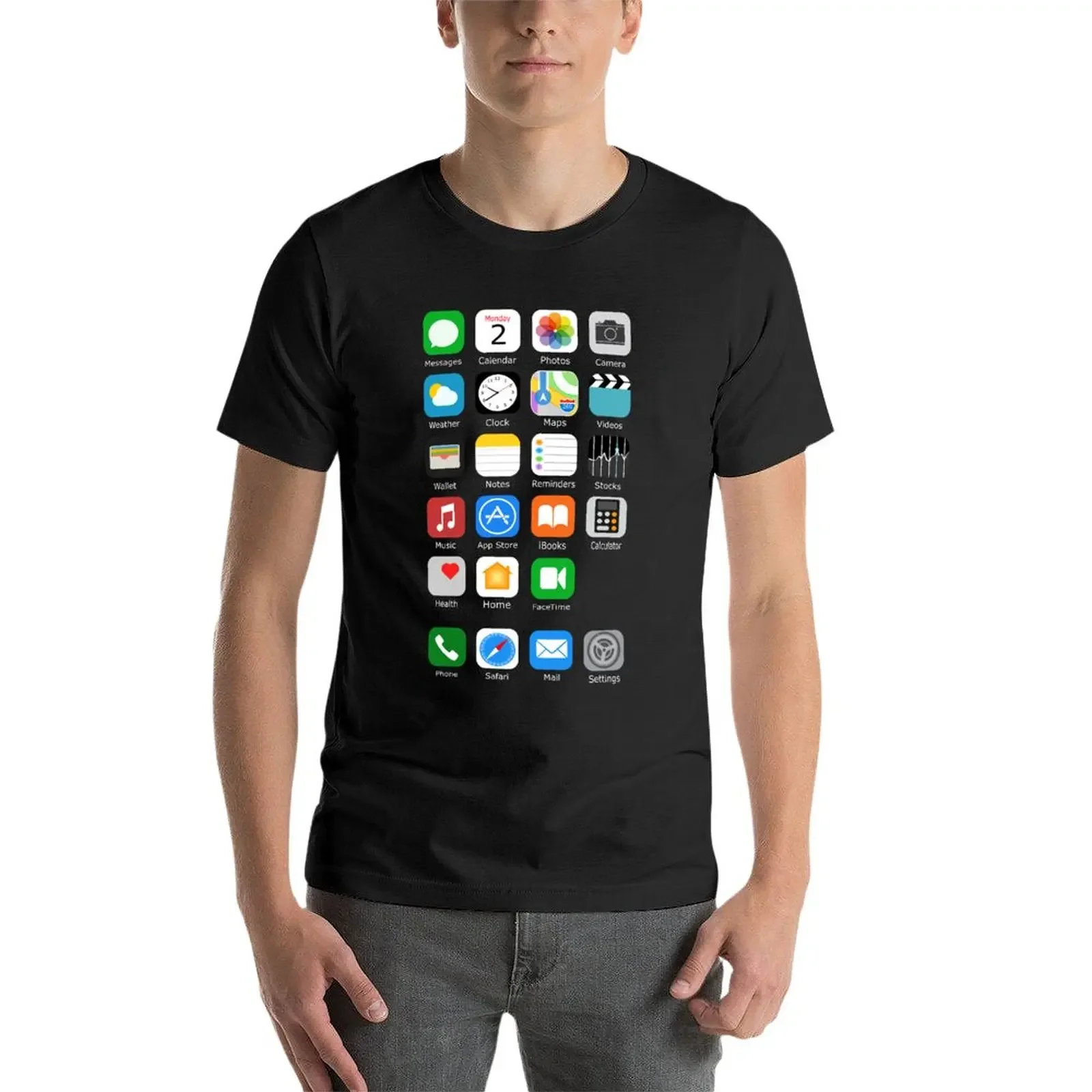 t shirts for men iphone apps style print T-Shirt heavyweight t shirts clothes man