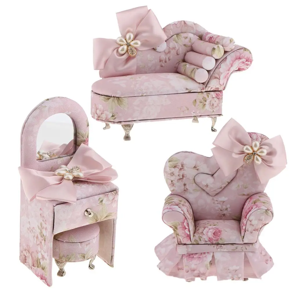 

Flower Pink Fairy Furniture Jewellery Box Childrens Organiser Case Gifts
