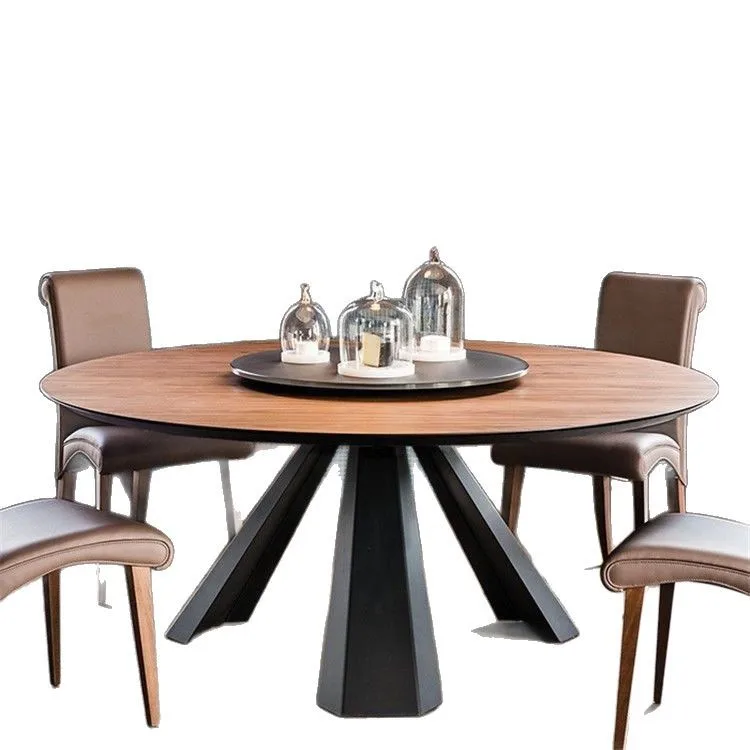 Ja Solid wood round table hotel dining table and chair combination log home