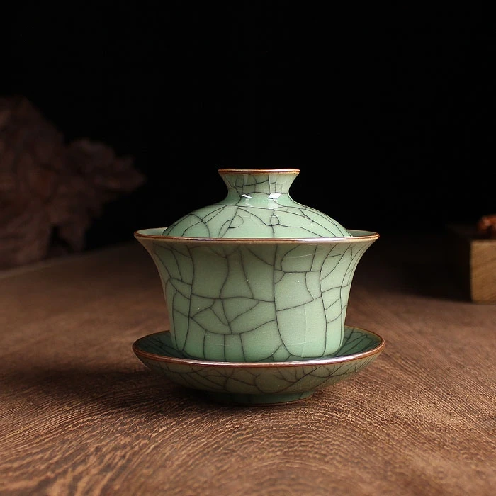 Ceramic Covered Bowl Longquan Celadon Tureen Kung Fu Teacup