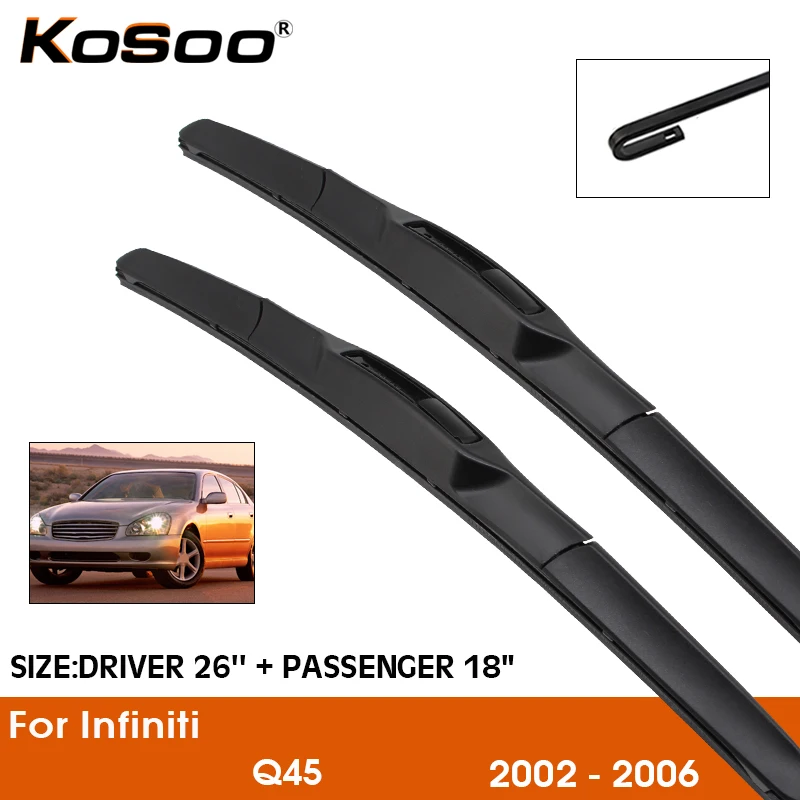 

Car Wiper Blade For Infiniti Q45 2002-2006 Windshield Rubber Silicon Refill Front Window Wiper 26"+18" LHD RHD Auto Accessories