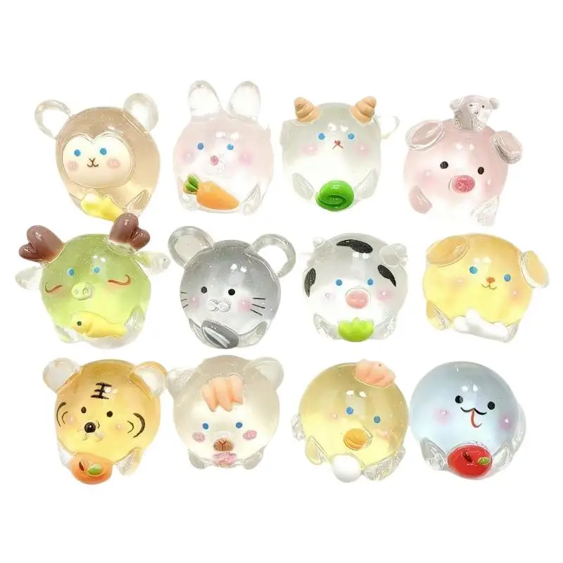 3D Leuchtende Chinesische Tierkreiszeichen Harz-Anhänger, Mollige Niedliche Cartoon-Charms, Transparent für DIY Schlüsselanhänger, Handyhüllen und Bastelarbeiten – Detail 5