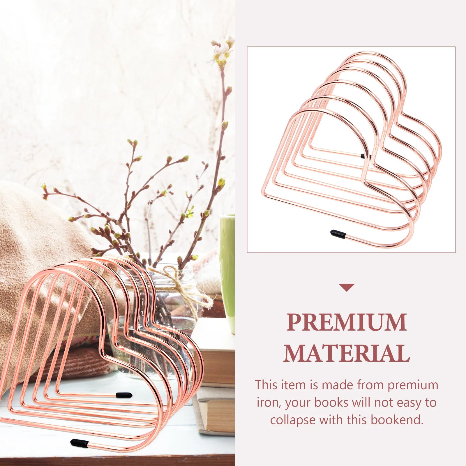 High-Class Iron Bookend Delicate Organizer Prevent Books Moving Accidentally Nordic Style Household Accessory Book End