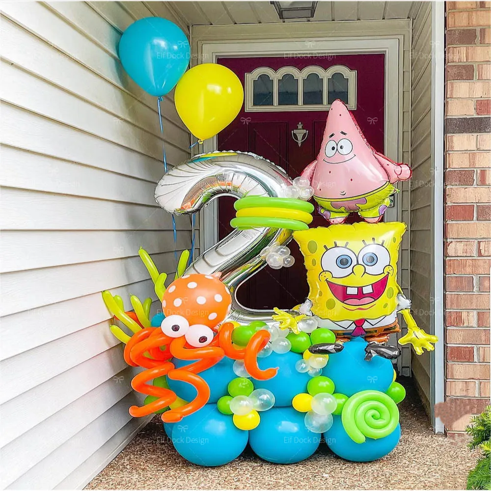 Cartoon SpongeBob Schwammkopf Party Latex Ballon Set Kinder Geburtstag Digitale Ballon Dekoration Baby Shower Party Supplies