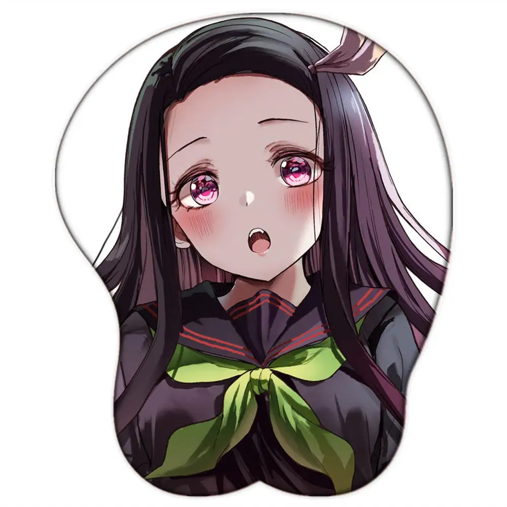 Anime Kamado Nezuko 3D Breast Sexy Mouse Pad Kimetsu No Yaiba kawaii Mousepad with Soft Wrist Rest 2way Fabric gaming Desk Mat