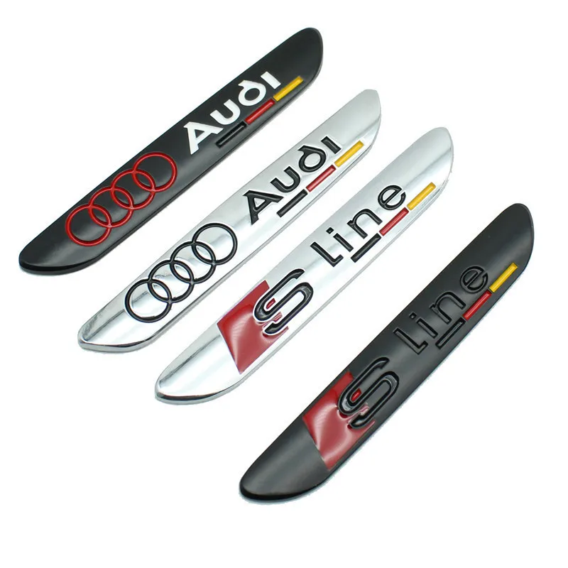 Auto Sticker Metalen Spatbord Kofferbak Logo Stickers Voor Audi Sline A3 A4 A6 A8 A7 Q3 Q5 S7 S3 S4 S5 S7 Badge Emblemen Styling Accessoires