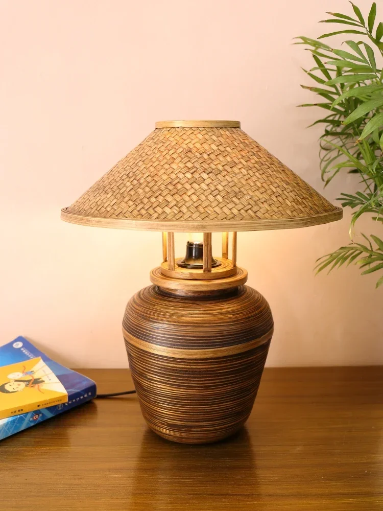 

Bamboo desk lamp Bedroom bedside decorative desk Creative tea room Zen Study living room decorative