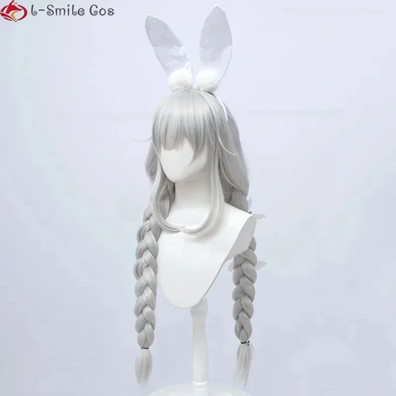 Fc6game mnf le malin peruca cosplay 90cm prata branco trança grossa resistente ao calor cabelo sintético festa bonito perucas peruca boné @ fc8!