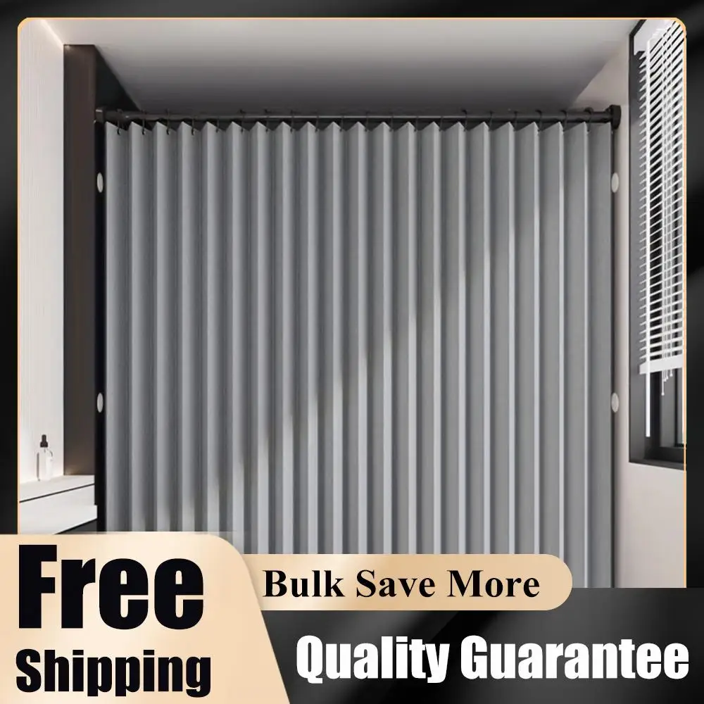 Foldable Magnetic Bathroom Curtain Waterproof Bathtub Curtain with 14 Hooks Privacy Bathroom Divider Modern for Bathroom