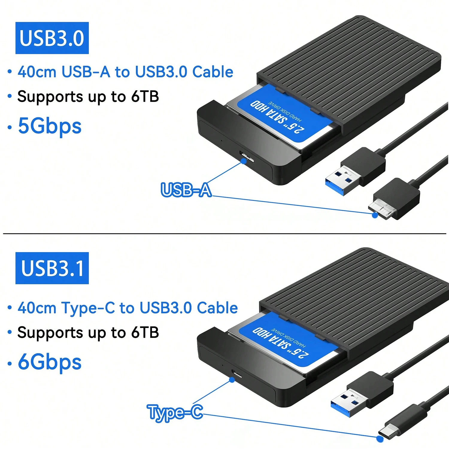 Samget USB 3.0 HDD Enclosure 2.5" Type C Micro Cable External Hard Drive Disk USB 3.1 Case 2.5Inch SSD SATA Box For Notebook PC