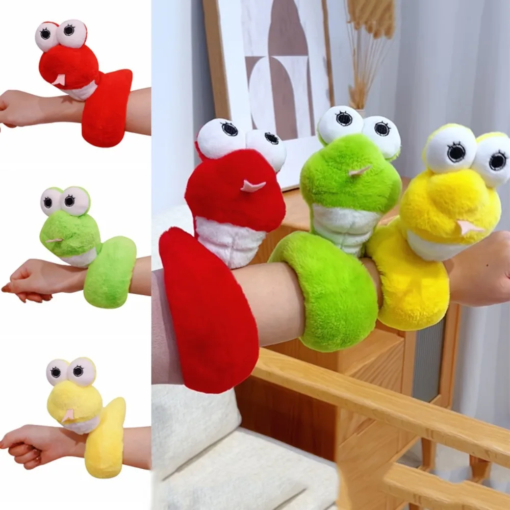 Simulation Snake Year Slap Bracelet Circle Toy Soft Plush Doll Slap Bracelet Cartoon Rodent Cute Snake Plush Wrist Band Children