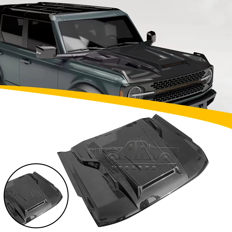 

Hood Scoop Car Decoration Accessories Carbon Fiber Looks Front Engine Bonnet Hood Panel Air Vent For Ford Bronco 2021 2022+cus