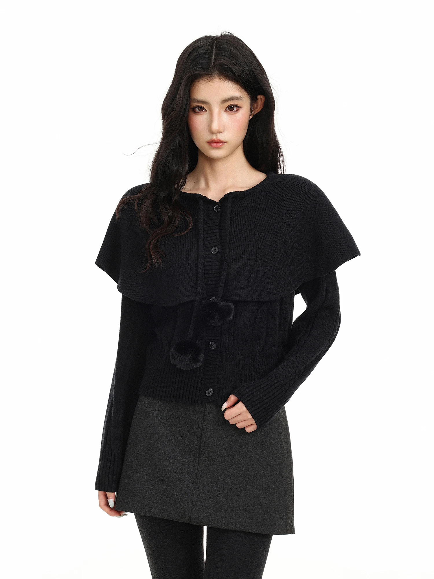 Biggold Women's Short Sweater with Shawl Fake Two-Piece Cowl Neck Warm Autumn Winter Fashion Soft Cozy Slimming Top