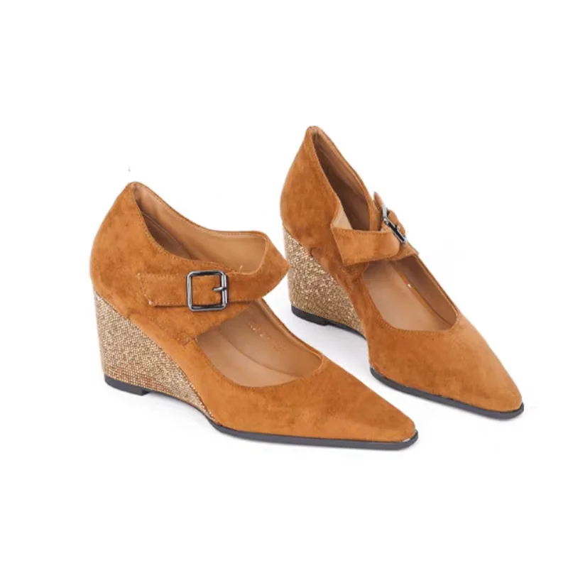 أشار تو أسافين أحذية نسائية أنيقة بكعب أحذية فاخرة 2025 الخريف موضة مضخات فستان أحذية الاتجاه الجديد Mujer Sandalias