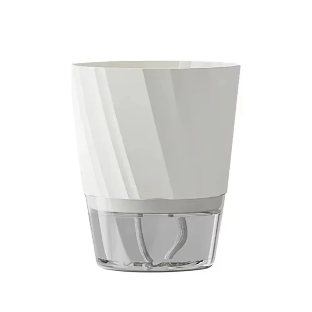 Fully Transparent Self Watering Planter White Self-Watering Automatic Watering Pot Clear Design Lazy Flower Pot Home Gardening