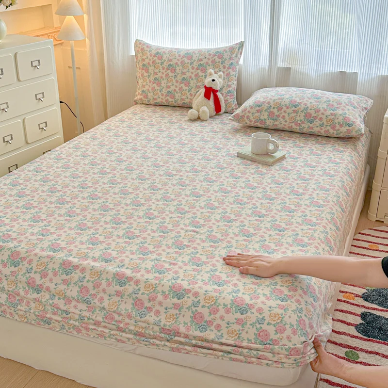 Bonenjoy Fitted Sheet Adults Kids Room Bedsheets Soft Bed Linen Single/Twin/Queen/King Size Bed Cover (Pillowcase Need Order)