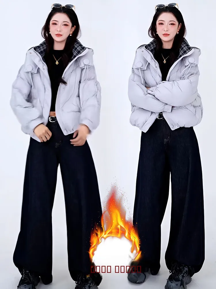 

Стильная уникальная женская зимняя куртка-пуховик с капюшоном из хлопка, новая коллекция 2026 года, корейский свободный крой, верхняя одежда