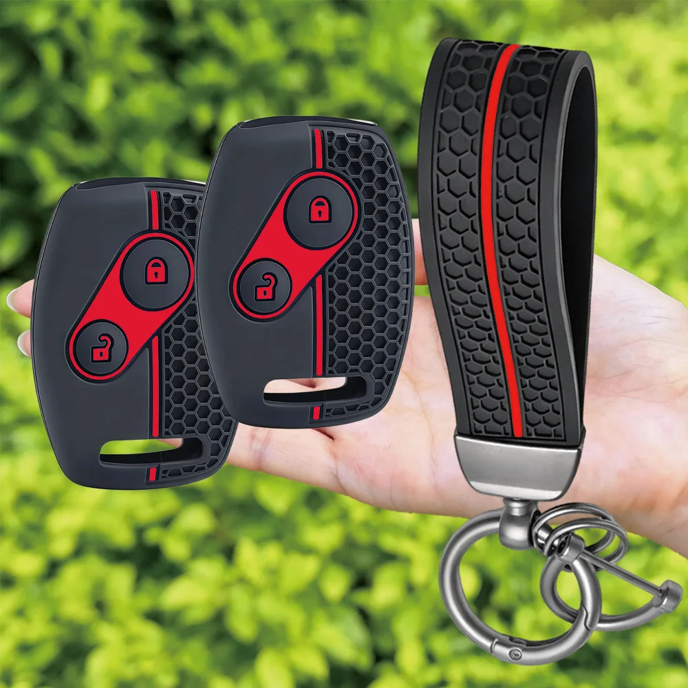 For Honda Jazz Civic Accord CR-V FR-V Stream For Acura CSX Silicone Smart Key Shell With Wrist Strap And Carabiner Soft Fob Case
