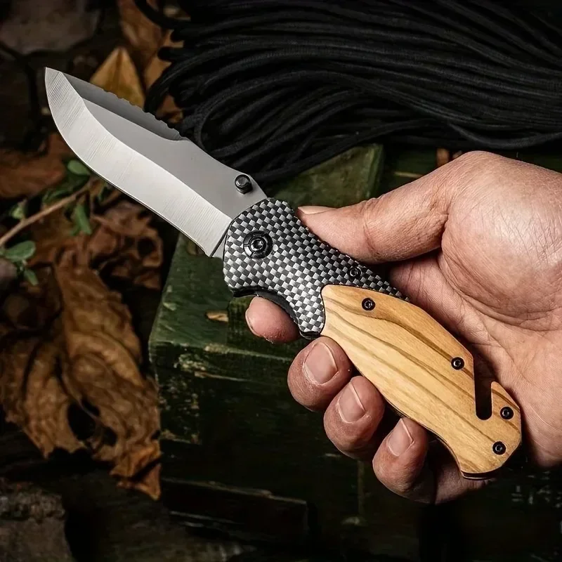 

Outdoor Wood Self-defense Military Knife High Hardness Folding Knife Self-defense Folding Knife Multifunctional Small Knifes