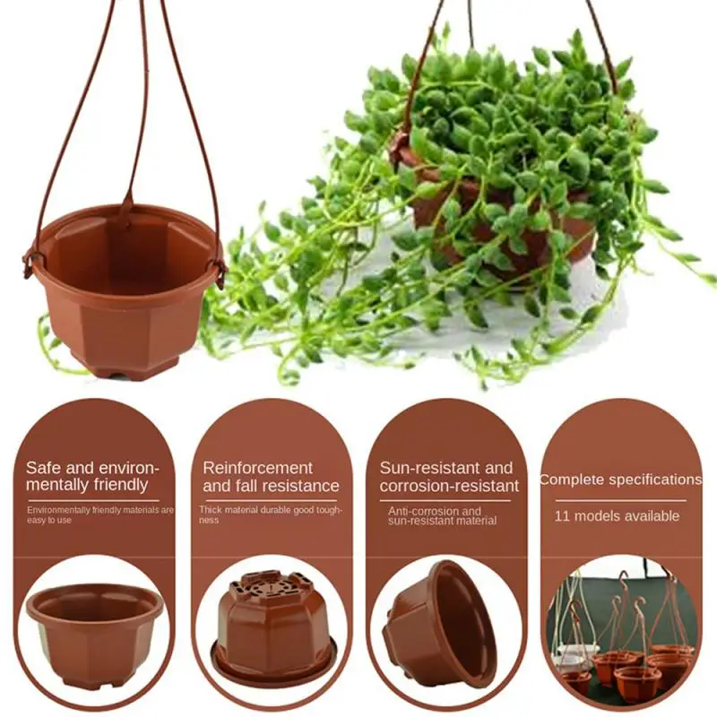 Plastic Planter Hanging Basket Flowerpot Garden Plant Flowerpot Indoor Outdoor Hanging Flowerpot With Hook Gardening Decoration