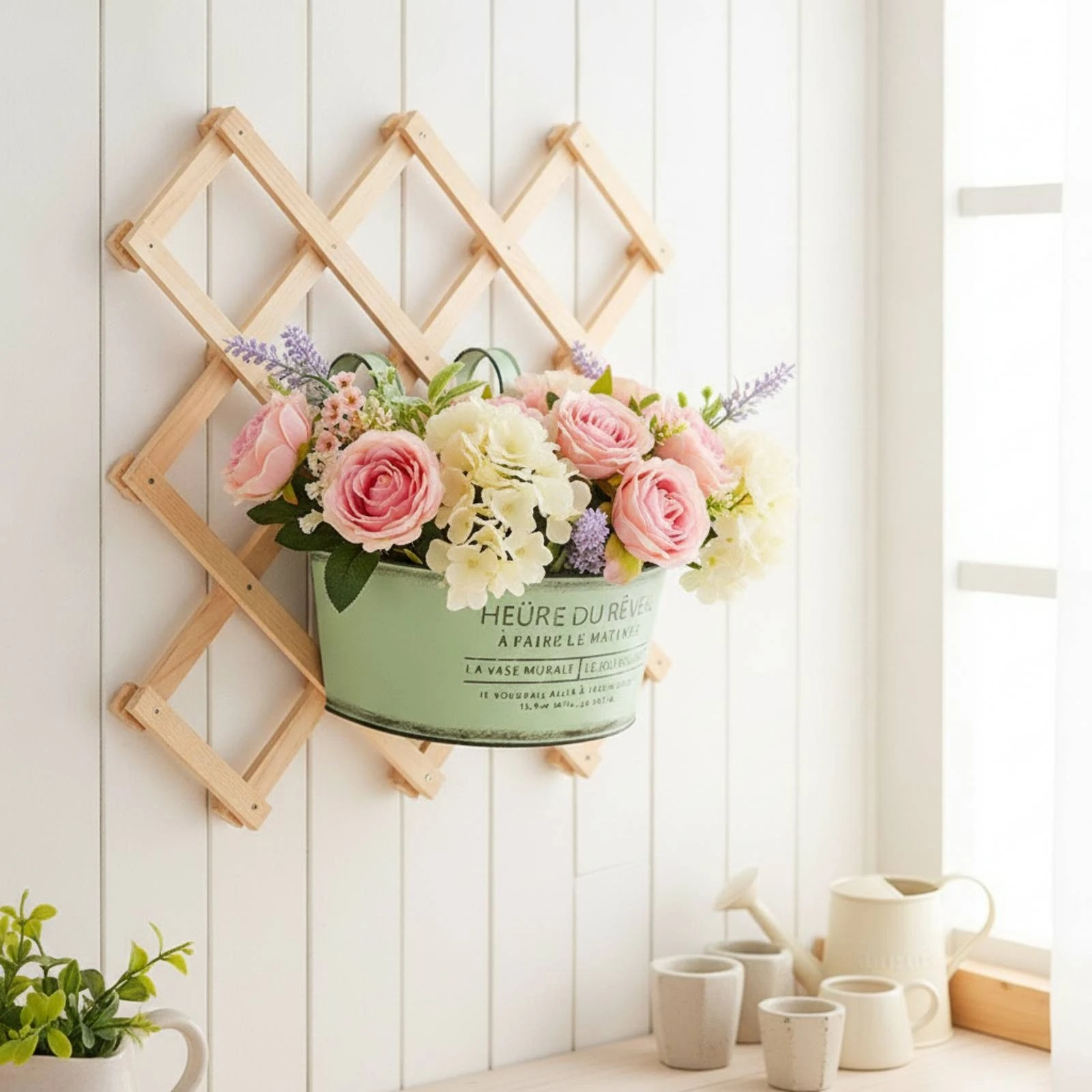 Half Round Wall Planter Distressed Planter with Hooks Iron Wall Pocket Space-Saving Hanging Basket Decorative