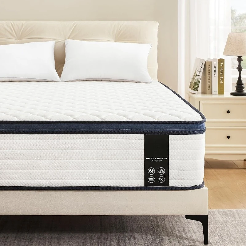 Queen Mattress 12 Inch Mattress Queen Size - Memory Foam & Pocket Coils Springs, Pressure Relief, Medium Firm Comfort