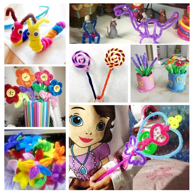 Colorful Pipeline Cleaner Toy Handmade DIY Twist Stick Educational Twist Stick Color Hair Root Tops